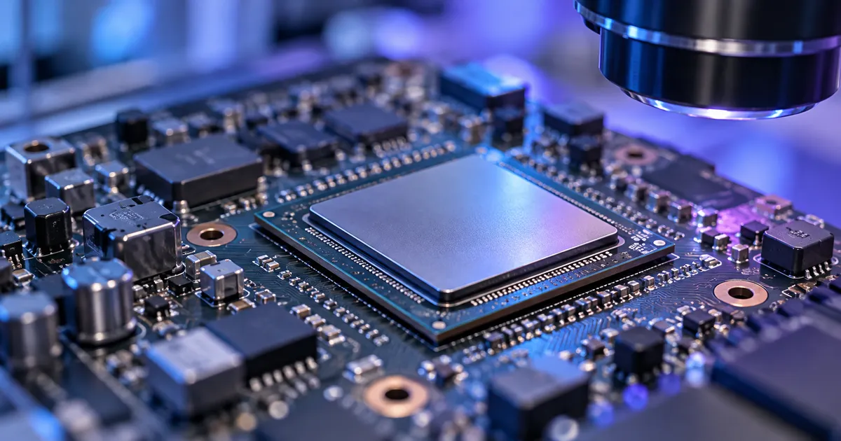 Procesador sobre una placa de investigación como ilustración de futuras tecnologías de consola