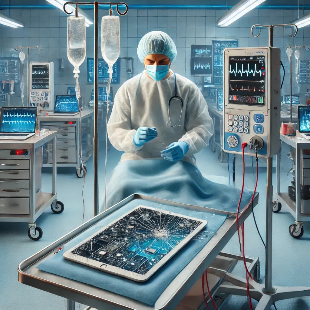 Técnicos reparando dispositivos