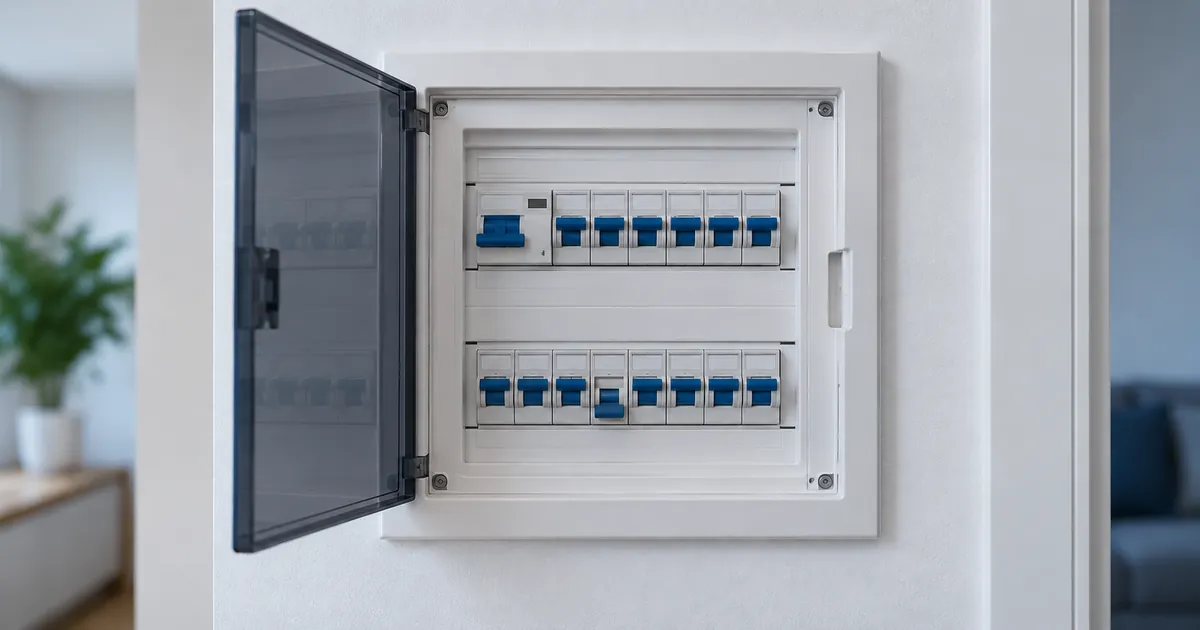 Cuadro eléctrico con un interruptor bajado y protecciones cubiertas